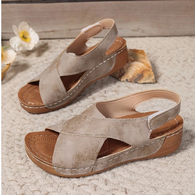 Damen Bequeme orthopädische Sandalen mit verstellbarem Fersenriemen Drune