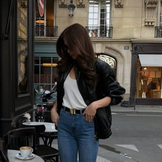 Damen Gerade geschnittene Jeans mit hoher Taille, rohem Saum und leichtem Bootcut Drune