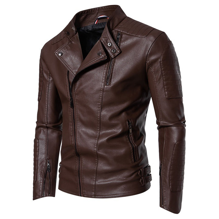 Herren Modische Bikerjacke aus Kunstleder Drune