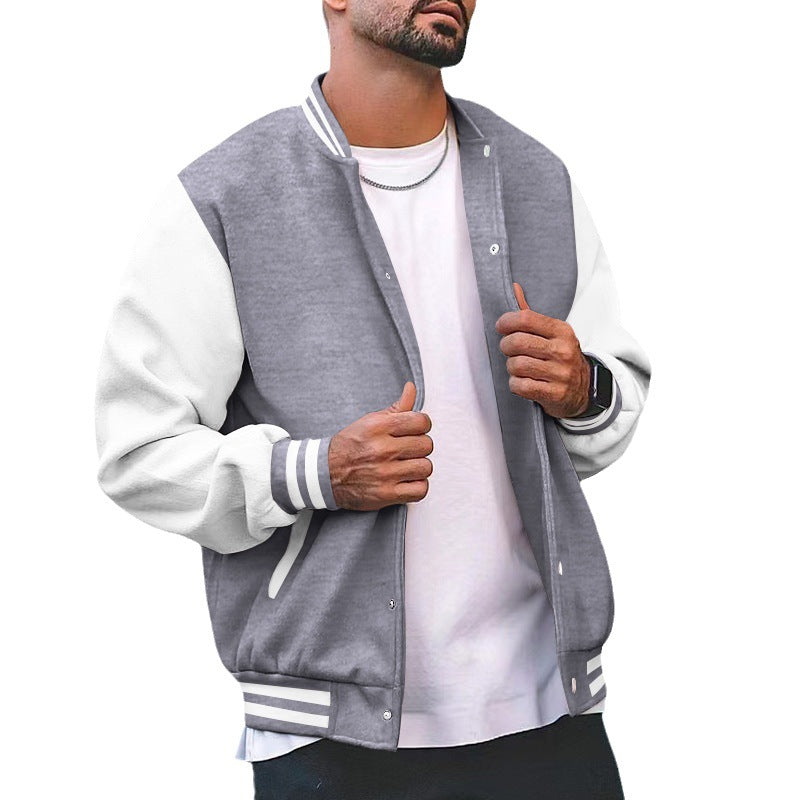 Herren sportliche Collegejacke mit traditionellem Schnitt und kontrastierenden Ärmeln Drune