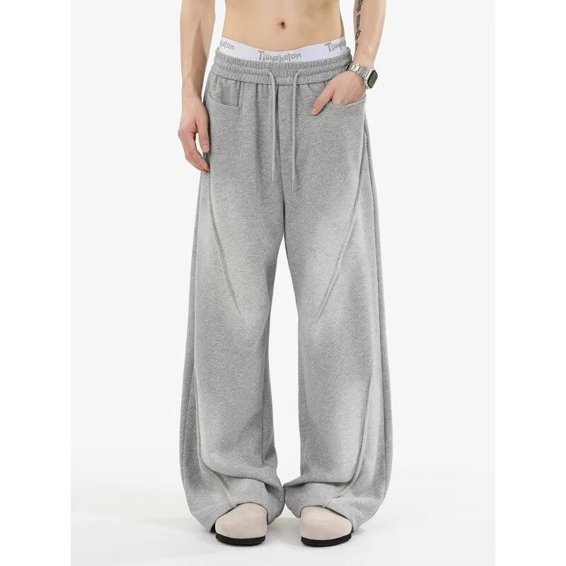 Herren Extreme Oversize Jogginghose mit extra weitem Bein, Kordelzug und Eingrifftaschen Drune