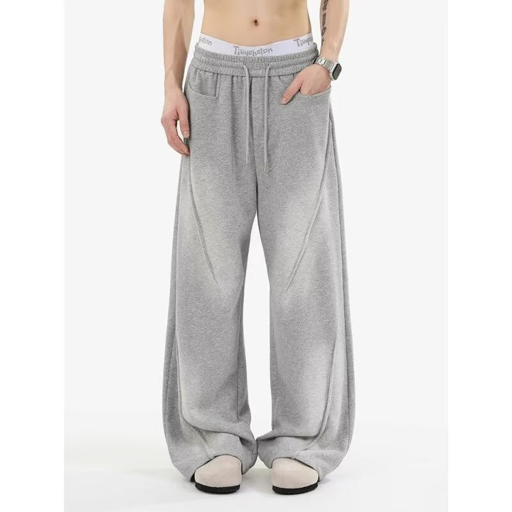 Herren Extreme Oversize Jogginghose mit extra weitem Bein, Kordelzug und Eingrifftaschen Drune