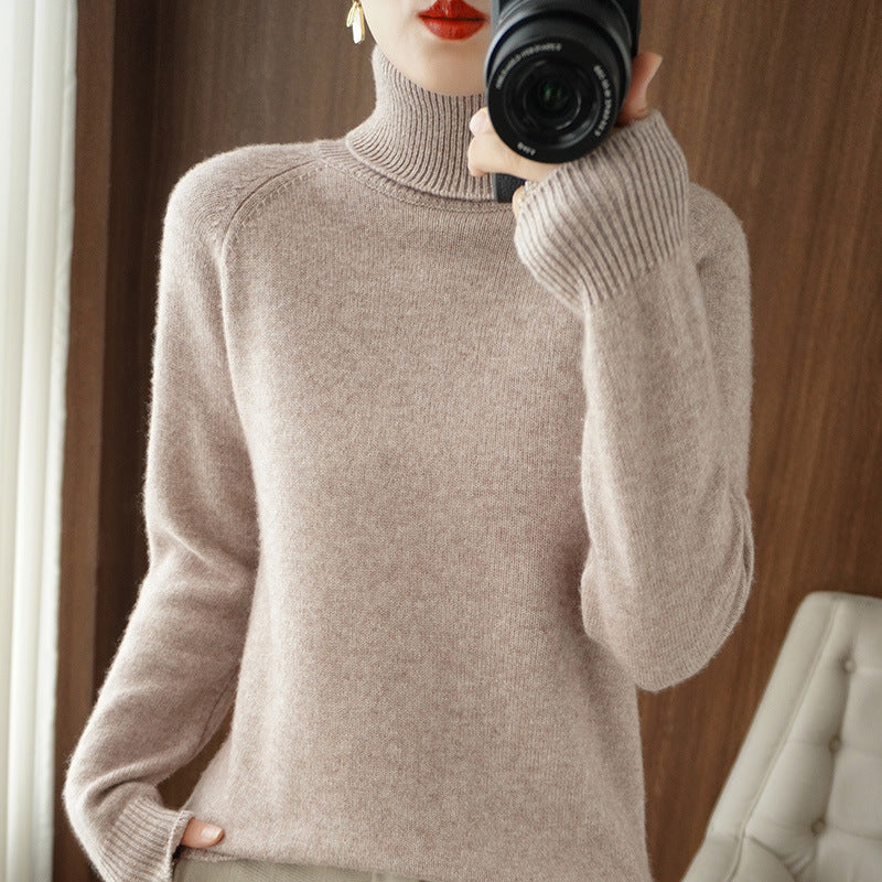 Damen Rollkragenpullover aus weichem Wollmix mit verlängerten Bündchen Drune