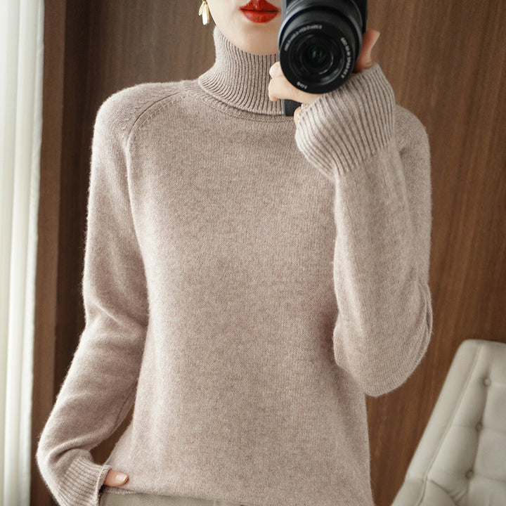 Damen Rollkragenpullover aus weichem Wollmix mit verlängerten Bündchen Drune