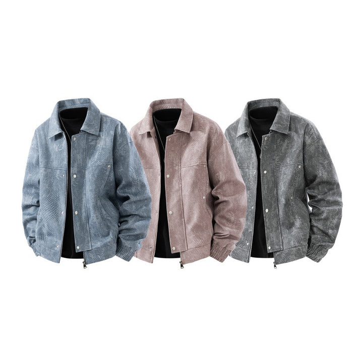 Herren texturierte Canvas-Workerjacke mit Reißverschluss-Front, verdeckter Druckknopfblende und elastischen Bündchen Drune