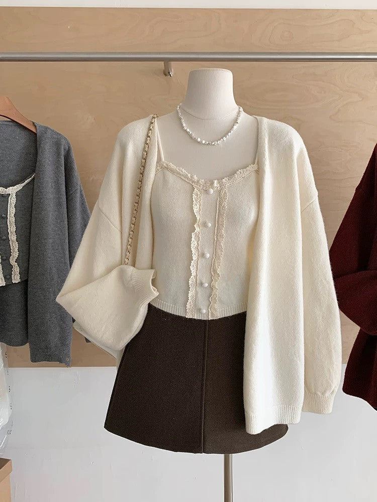 Damen Strickshirt mit romantischem Spitzenbesatz und lässigem Schnitt Drune