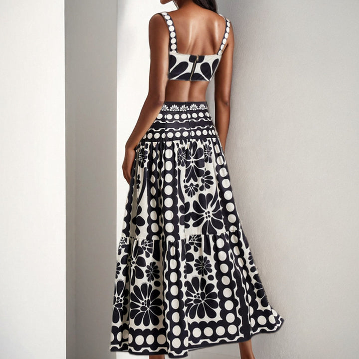 Damen Zweiteiliges Set mit Crop-Top und Maxirock Drune