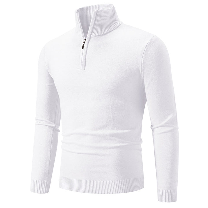 Herren Slim-Fit Halbzip-Mockneck Feinstrickpullover mit geripptem Kragen Drune