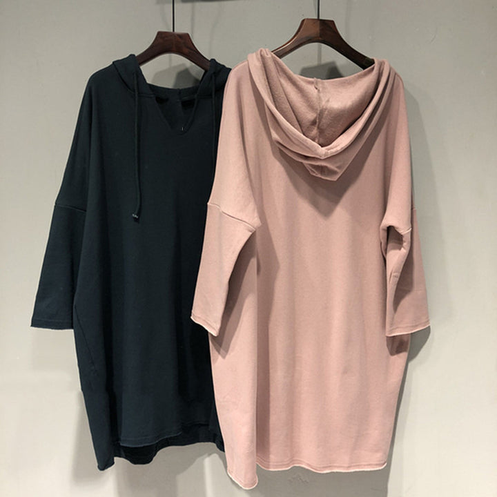 Damen Hoodie-Kleid mit großzügigem Schnitt und Kapuze Drune