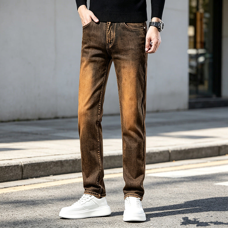 Herren Slim-Fit Jeans mit modischem Used-Look Drune