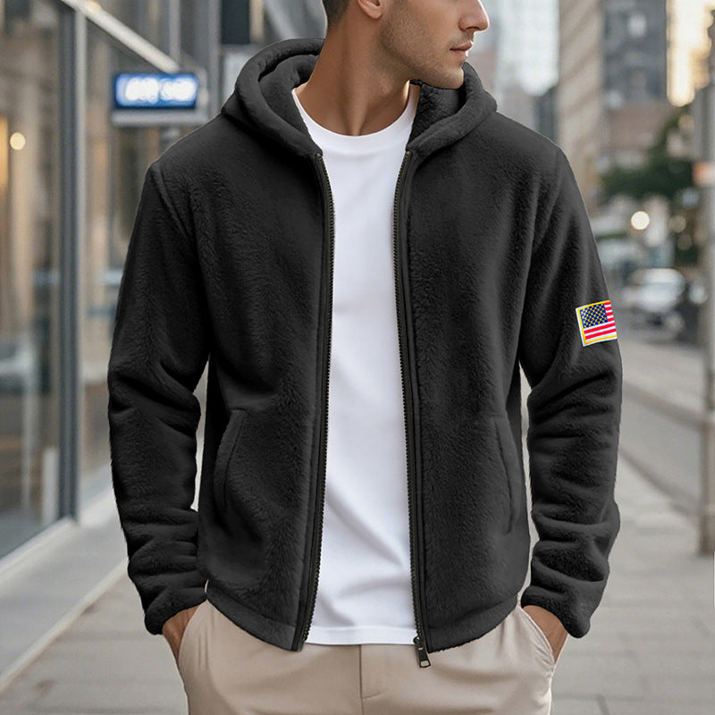 Herren gemütlicher Kapuzenpullover aus weichem Fleece mit bequemem Schnitt Drune