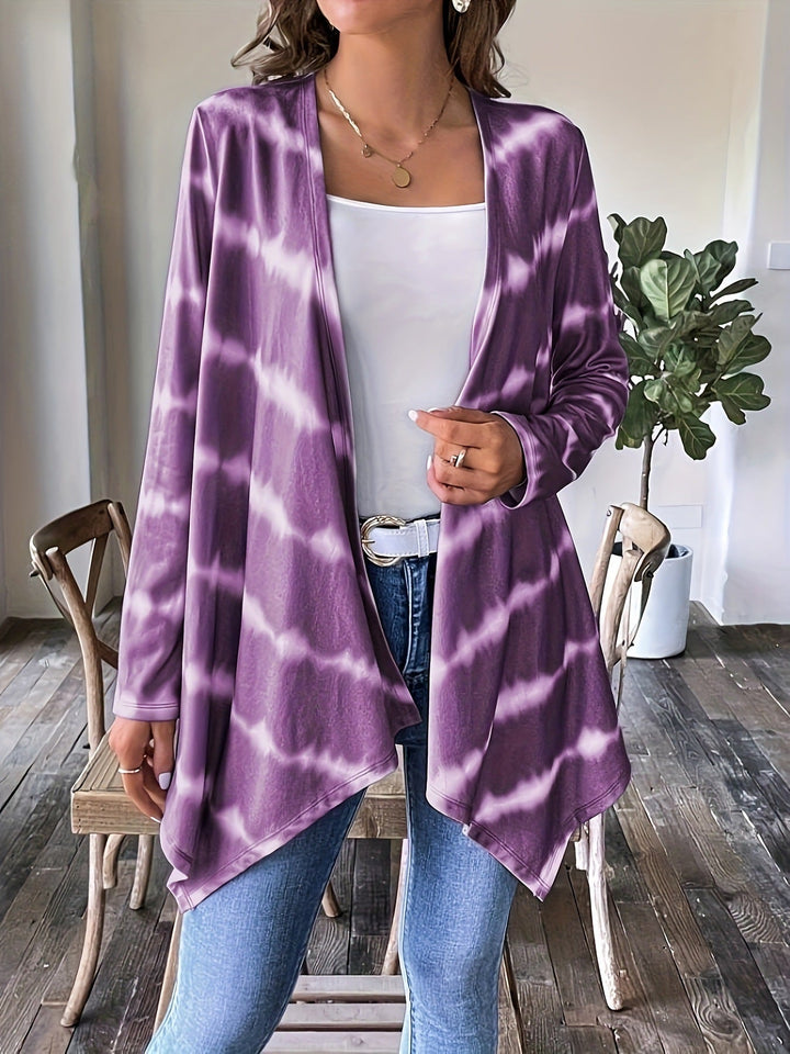 Drune | Cardigan - Offene Vorderseite - Lange Ärmel - Batikmuster - Lässige Chic-Schicht