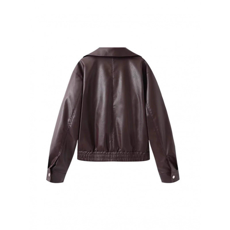 Damen modische Kunstlederjacke mit raffinierter Passform Drune