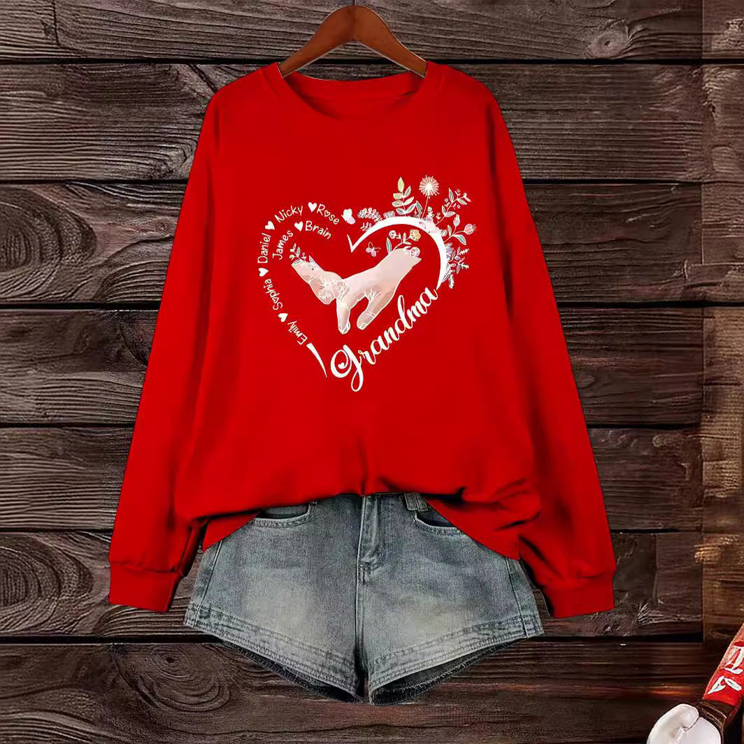 Damen entspannter Pullover mit Blumenmotiven Drune