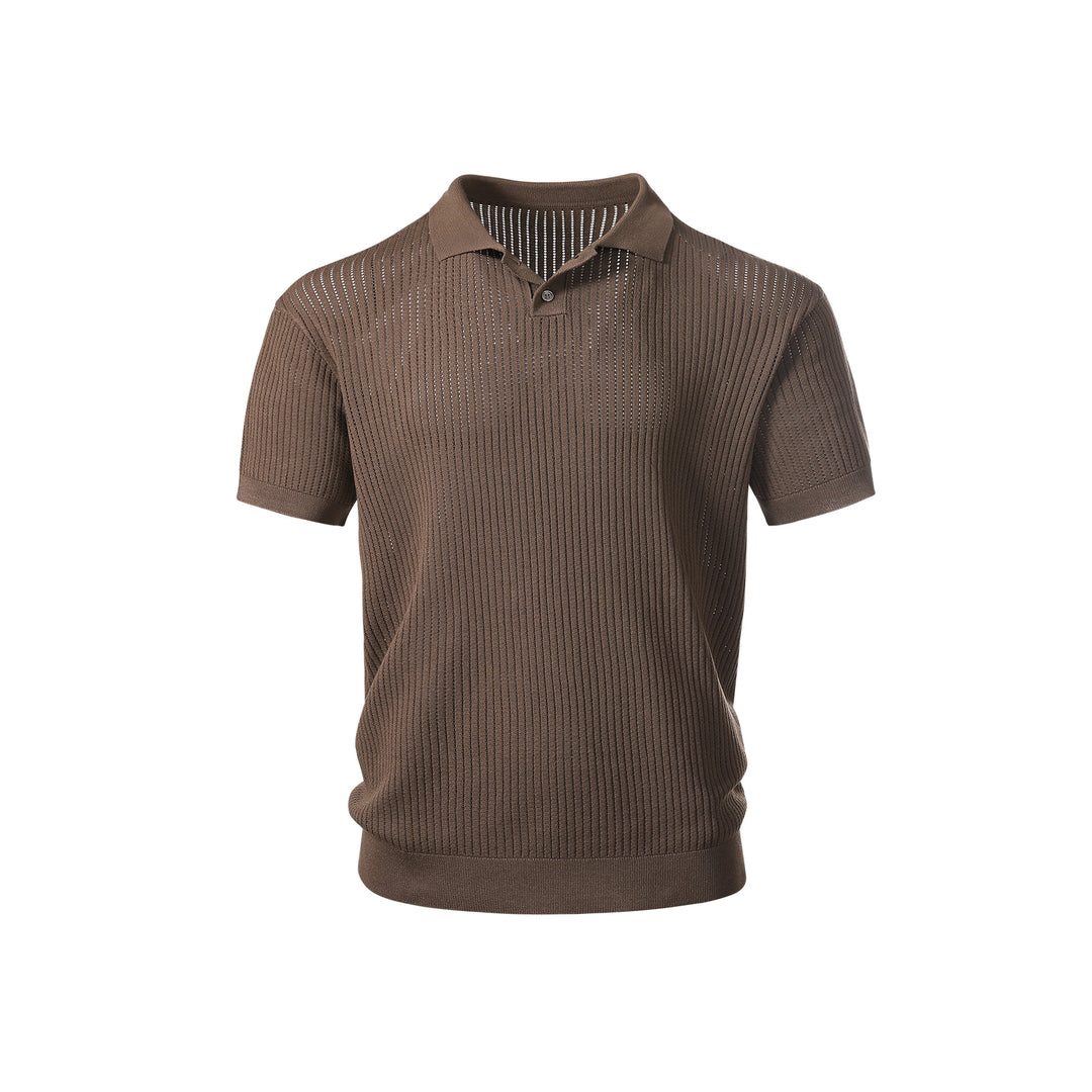 Herren Kurzarm-Feinstrick-Poloshirt mit Strukturstrick und luftiger Perforation Drune