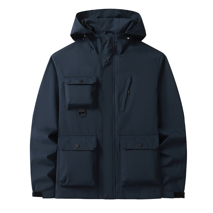 Herren Technische Utility-Fieldjacke mit Kapuze, Mehrfachtaschen und windabweisender Shell Drune