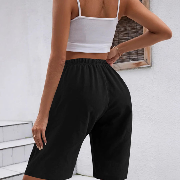 Damen sportive Bermuda-Shorts mit elastischem Bund und verstellbarem Kordelzug Drune