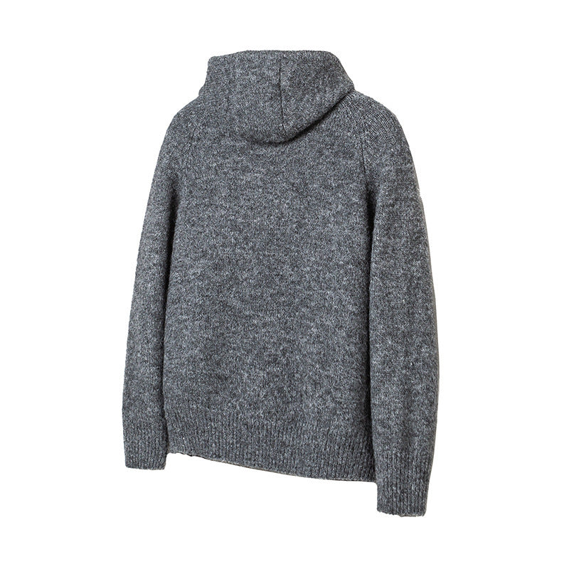 Herren Grobgestrickter Kapuzen-Cardigan mit durchgehender Knopfleiste und Rippenbündchen Drune
