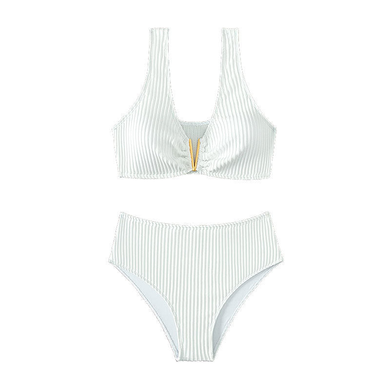 Damen Hochtailliertes Bikini-Set mit strukturiertem Oberteil Drune