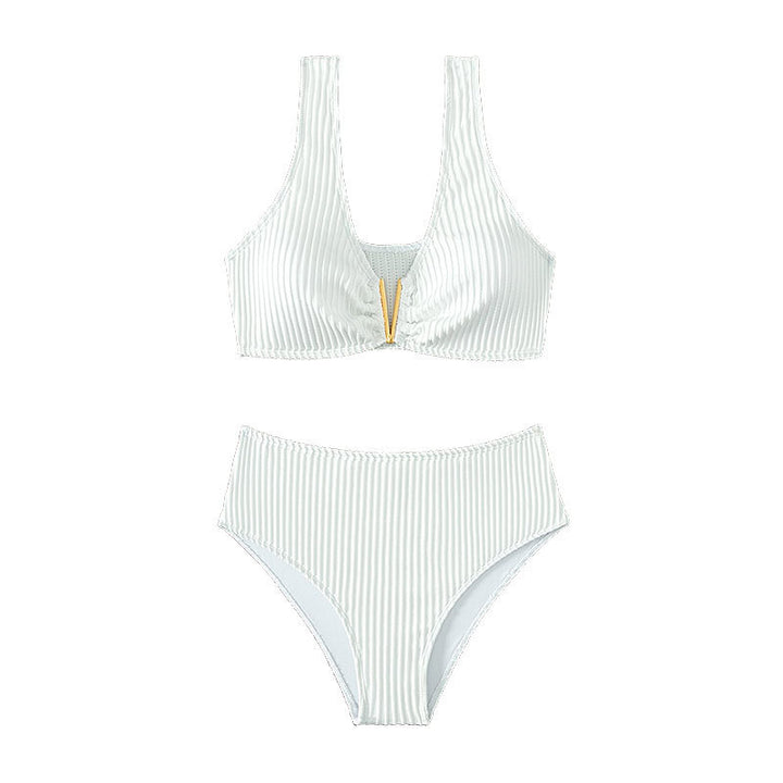 Damen Hochtailliertes Bikini-Set mit strukturiertem Oberteil Drune