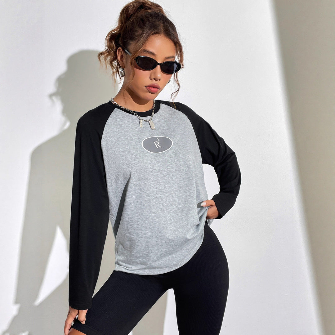 Damen lässiges Raglan-Shirt mit grafischem Design Drune