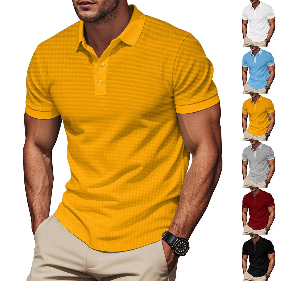Herren nan elegantes Struktur-Poloshirt mit Kentkragen, kurzer Knopfleiste und atmungsaktivem Stretchjersey Drune
