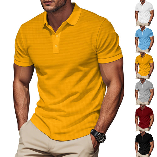 Herren nan elegantes Struktur-Poloshirt mit Kentkragen, kurzer Knopfleiste und atmungsaktivem Stretchjersey Drune