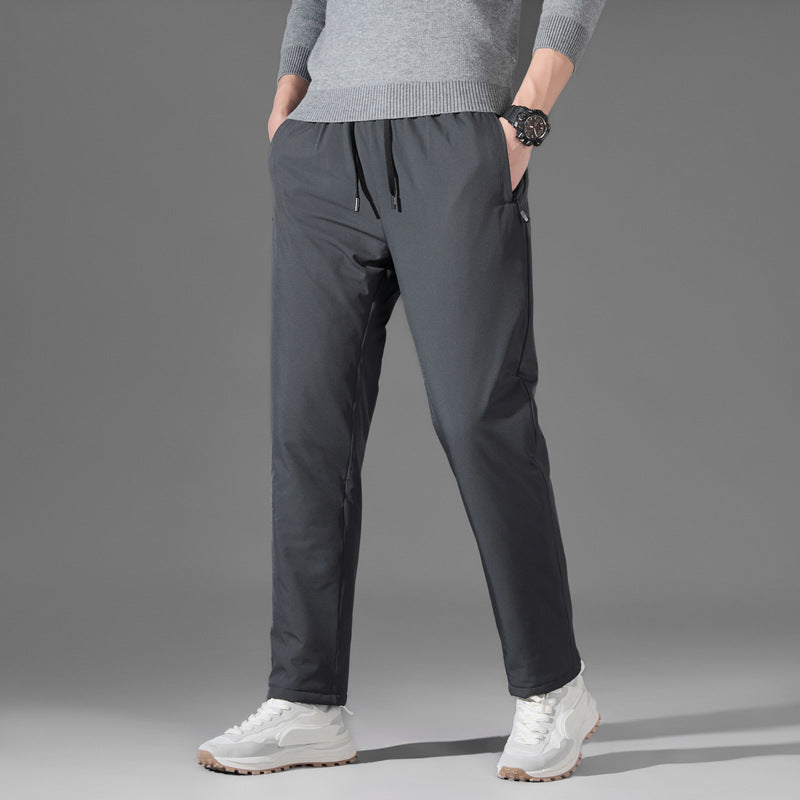 Herren leichte Travel-Jogginghose mit elastischem Bund, Kordelzug, verdeckten Reißverschlusstaschen und geradem Bein Drune