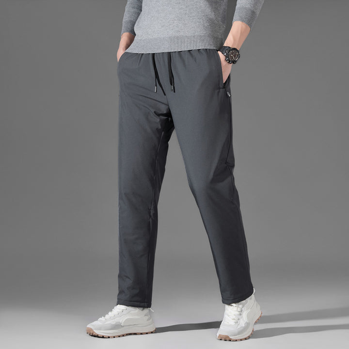 Herren leichte Travel-Jogginghose mit elastischem Bund, Kordelzug, verdeckten Reißverschlusstaschen und geradem Bein Drune
