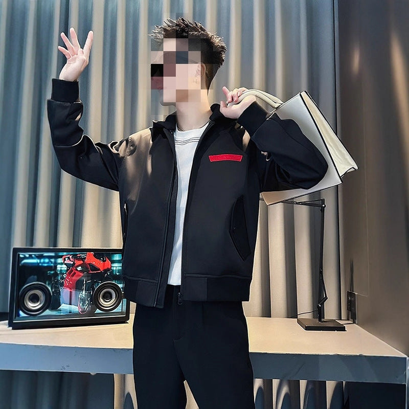 Herren Modische Kapuzenjacke mit buntem Druck Drune