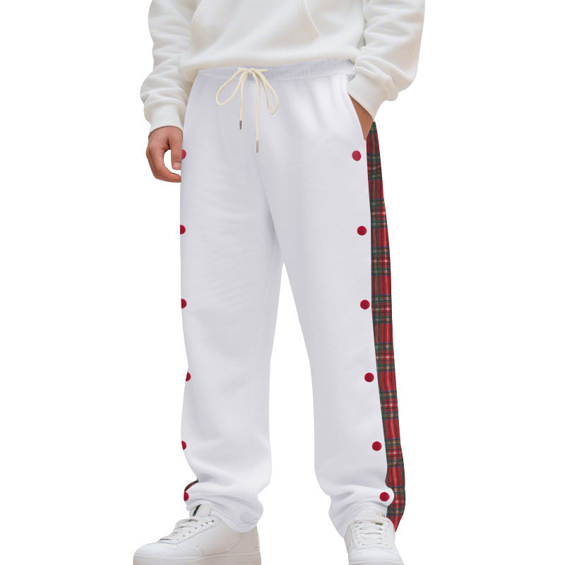 Herren nan Sweatpants mit seitlichem Karostreifen, Druckknopfleiste und Kordelzug Drune