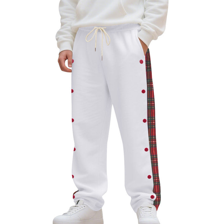 Herren nan Sweatpants mit seitlichem Karostreifen, Druckknopfleiste und Kordelzug Drune