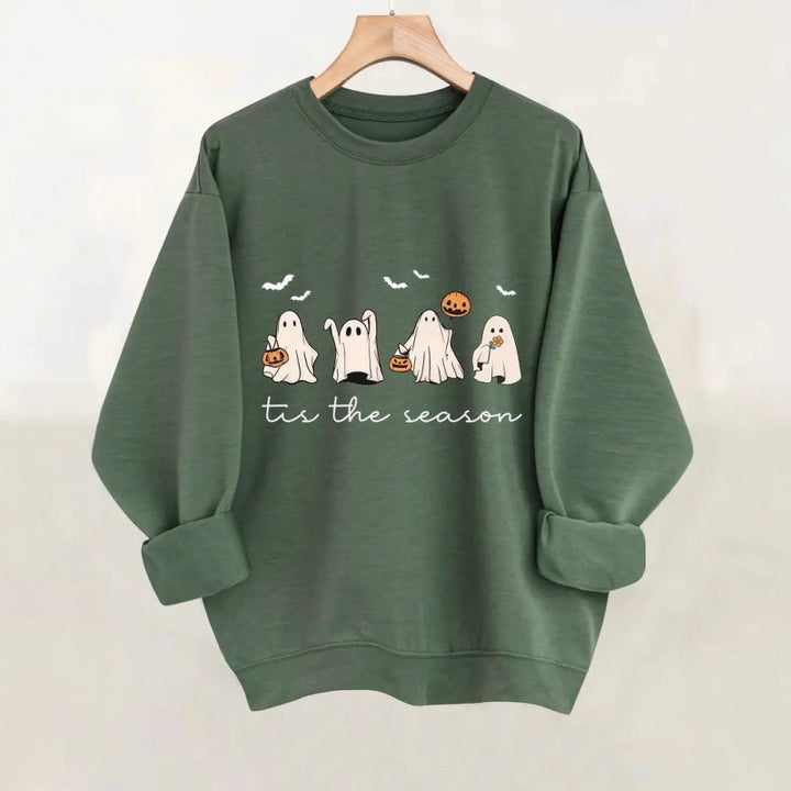 Damen Sweatshirt mit verspielt gruseligem Motiv Drune