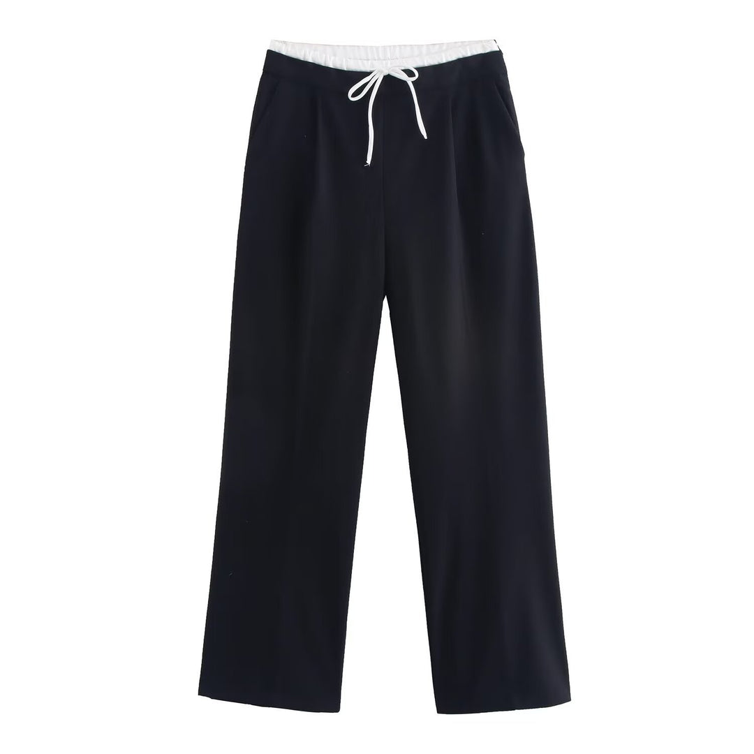 Damen 60+ weite Highwaist Palazzohose mit Tunnelzugbund und Bügelfalte Drune