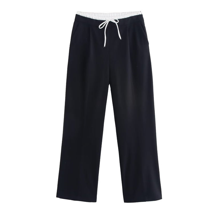 Damen 60+ weite Highwaist Palazzohose mit Tunnelzugbund und Bügelfalte Drune