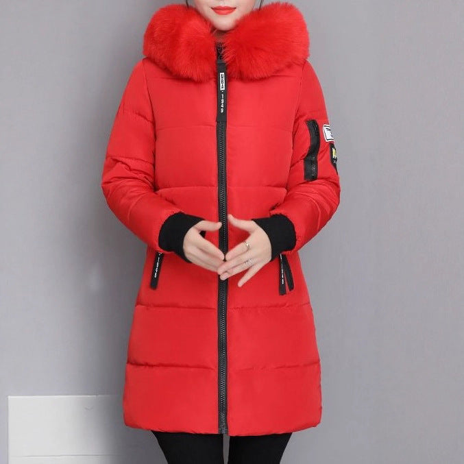 Damen Langärmeliges Steppjacke mit abnehmbarem Kunstfellkragen Drune