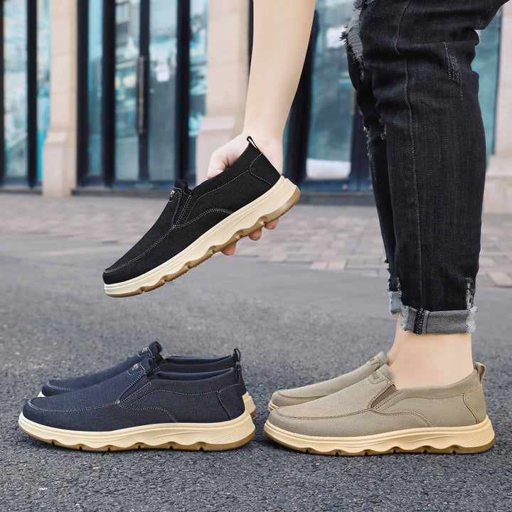 Herren nan leichter Slip-On Canvas-Sneaker mit elastischem Einstieg, gepolsterter Innensohle und profiliert rutschfester Gummilaufsohle Drune