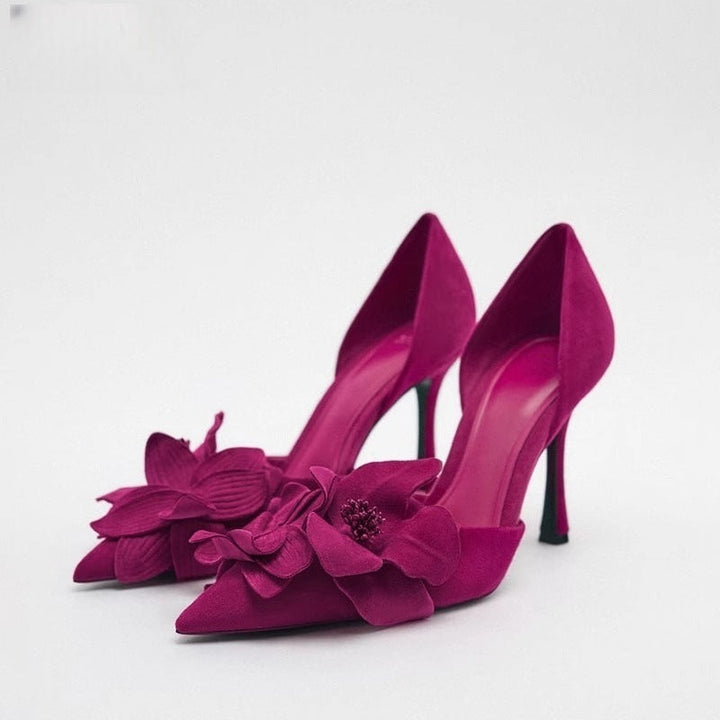 Damen elegante Spitze Pumps mit floralem Design Drune