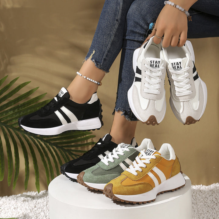 Damen Retro-Plateau-Sneaker mit Velours- und Mesh-Mix Drune