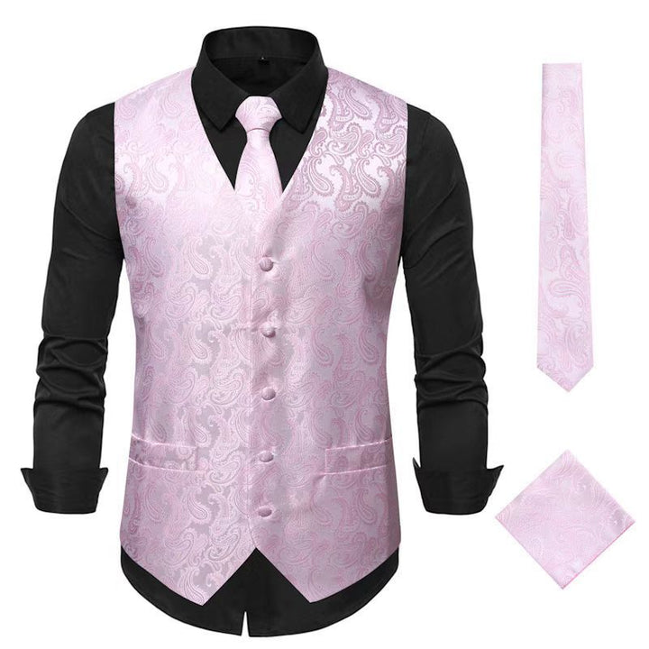 Herren nan Paisley Satin Anzugweste Set mit Krawatte und Einstecktuch Drune
