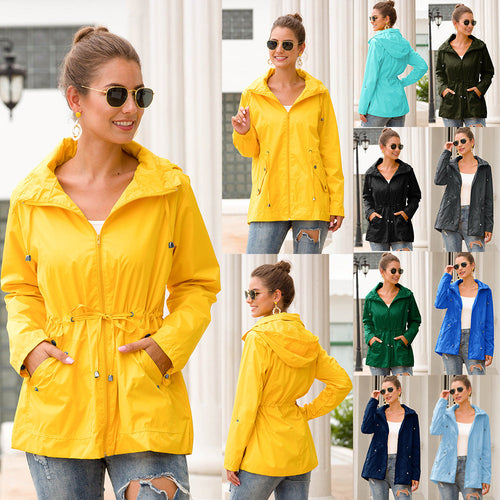 Damen leichte Übergangsjacke mit verstellbarem Taillenzug und praktischen Taschen Drune