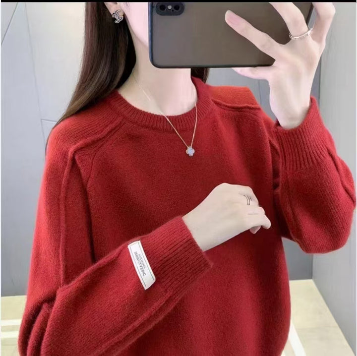 Damen Hochwertiger Pullover mit strukturiertem Design und weitem Schnitt Drune