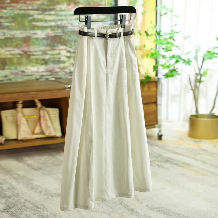 Damen Eleganter Maxirock mit Taillengürtel Drune
