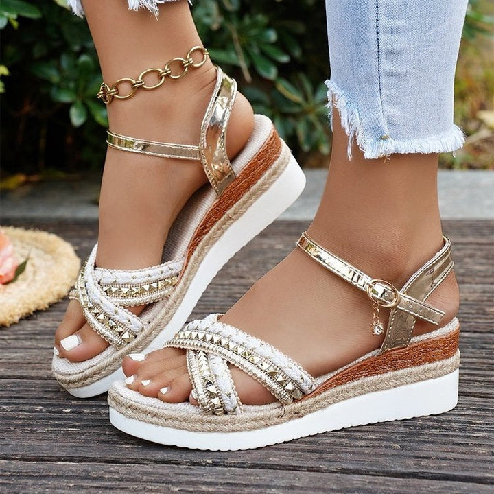Damen Wedge-Sandalen mit funkelndem Riemendesign Drune