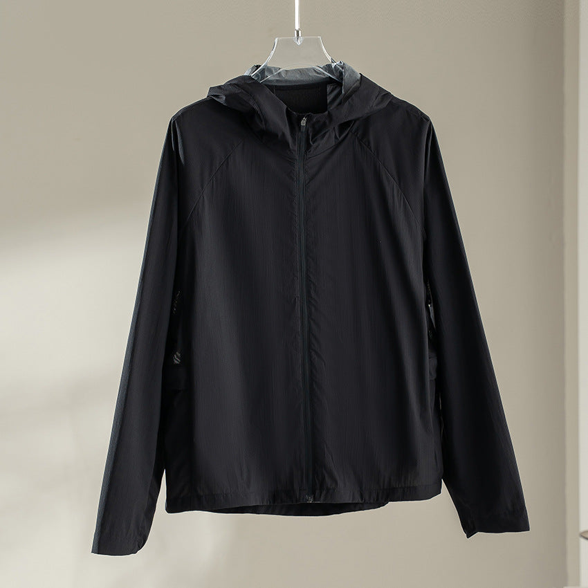 Damen ultraleichte Kapuzen-Schutzjacke aus Ripstop mit durchgehendem Reißverschluss Drune
