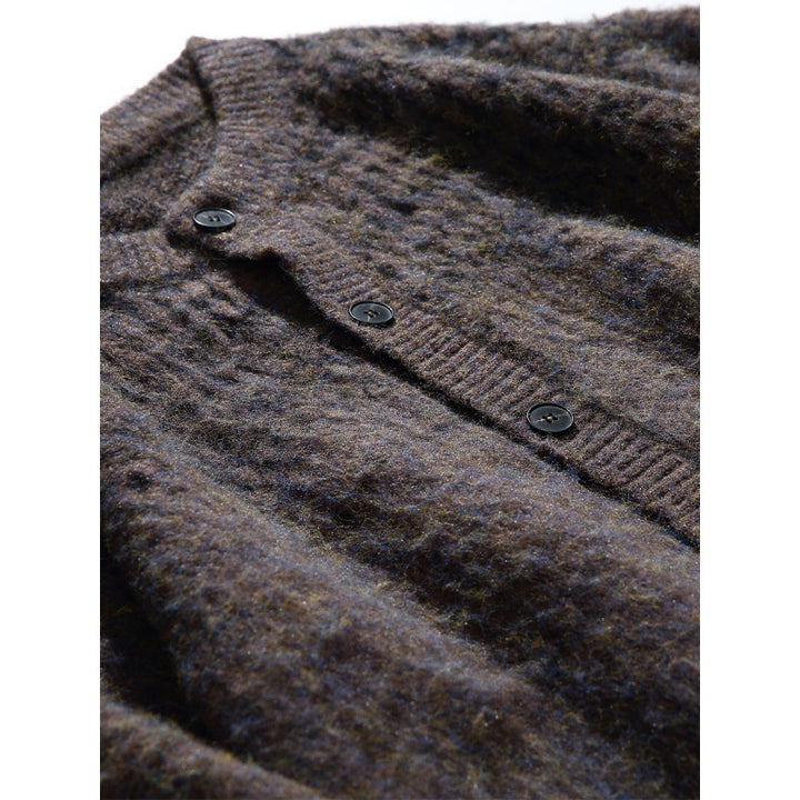 Damen Grobgestrickte Oversize-Strickjacke in Mohair‑Optik mit Rundhalsausschnitt und Knopfleiste Drune