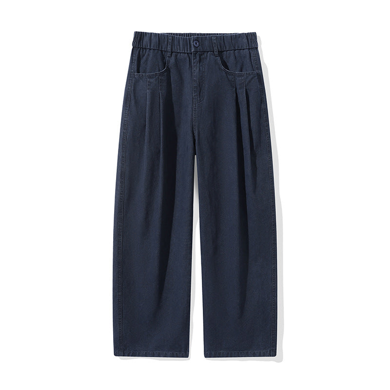 Damen Weite High‑Waist Stoffhose mit Bundfalten und elastischem Saum Drune