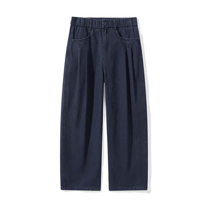 Damen Weite High‑Waist Stoffhose mit Bundfalten und elastischem Saum Drune
