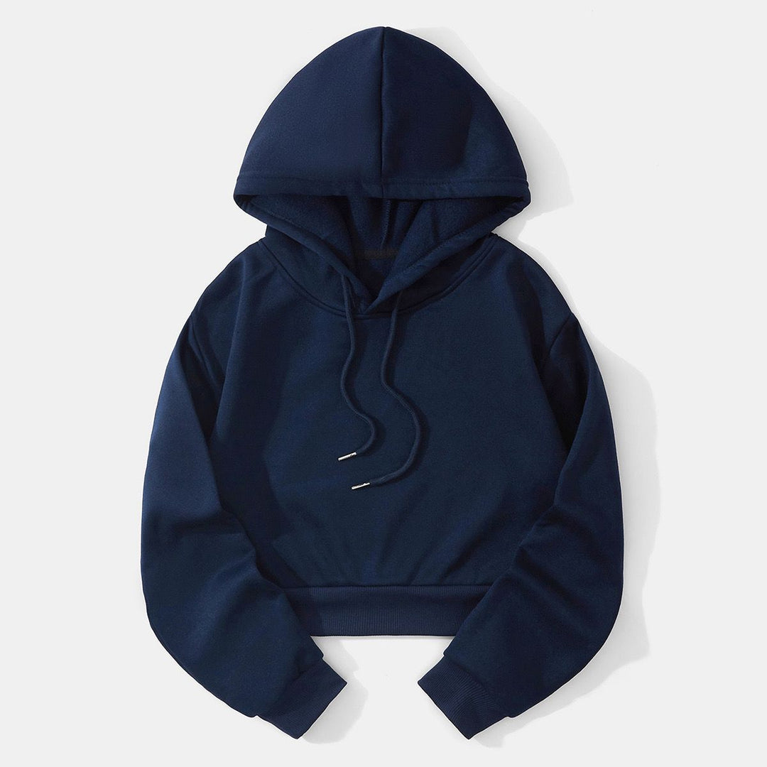 Damen nan cropped Kapuzenpullover mit weichem Fleece‑Innenfutter und elastischem Rippbund Drune