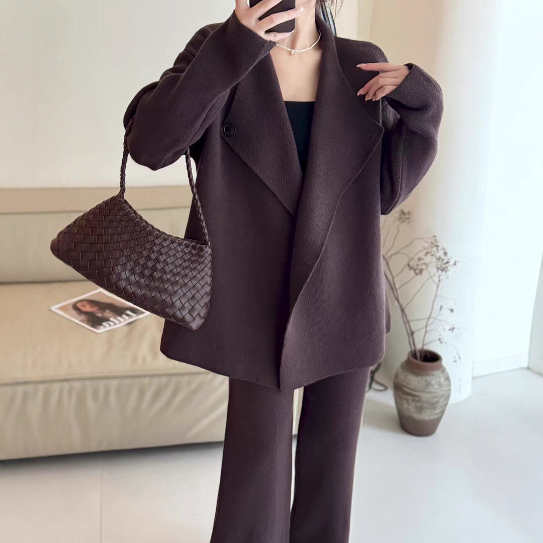 Damen Elegante Strickjacke mit tailliertem Design und Gürtel Drune